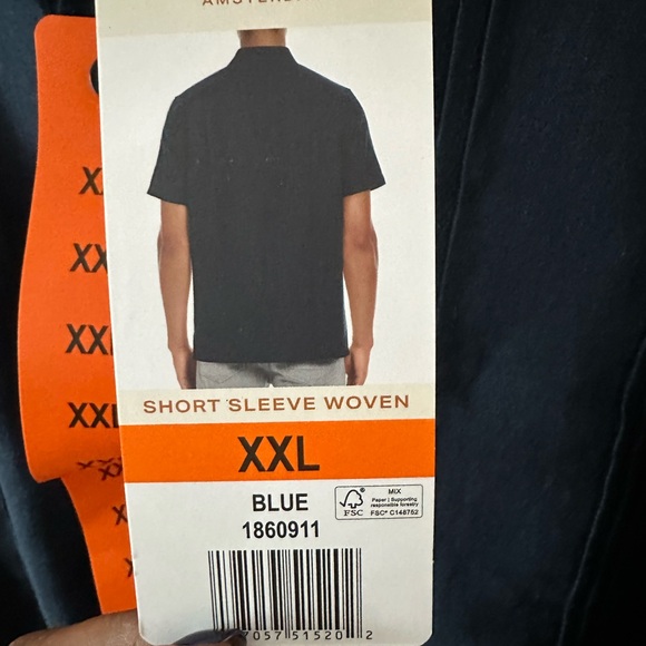 Scotch & Soda NWT Men’s XXL Navy Blue Linen Blend Pleated Button Down Shirt - Picture 6 of 7